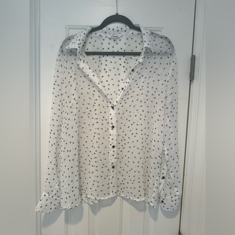 BB Dakota Sheer Button Down Top with Stars